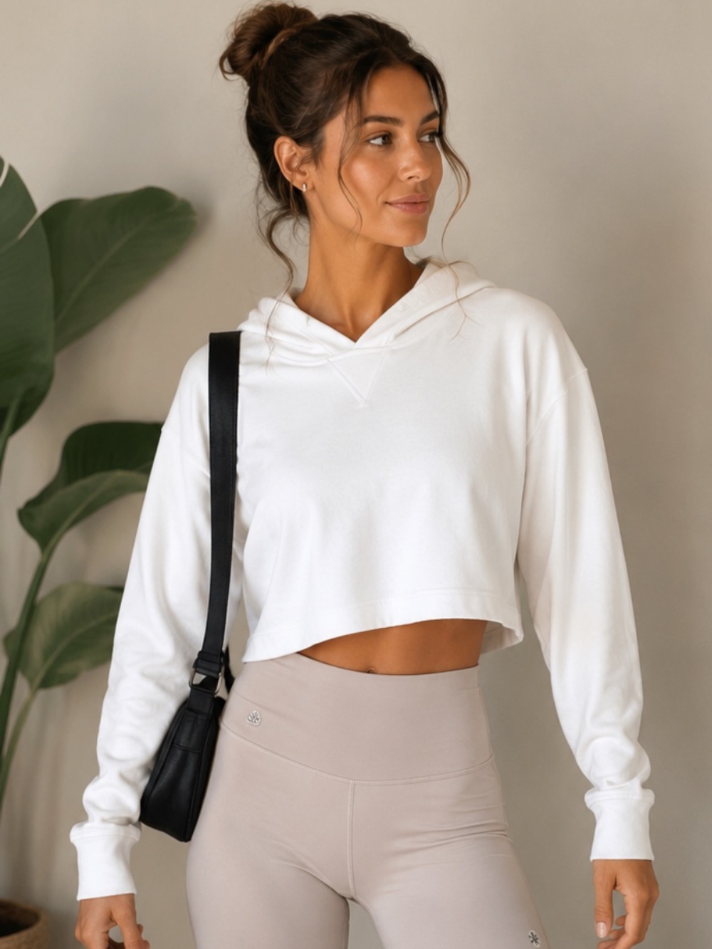 Lululemon Athletica White Cropped Sweatshirt
